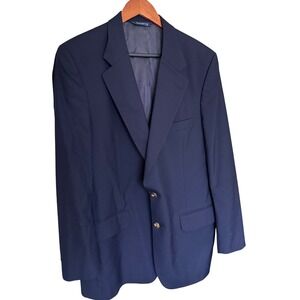Vintage Burberrys Navy Wool Blazer Gold Buttons Equestrian Logo 42R Classic